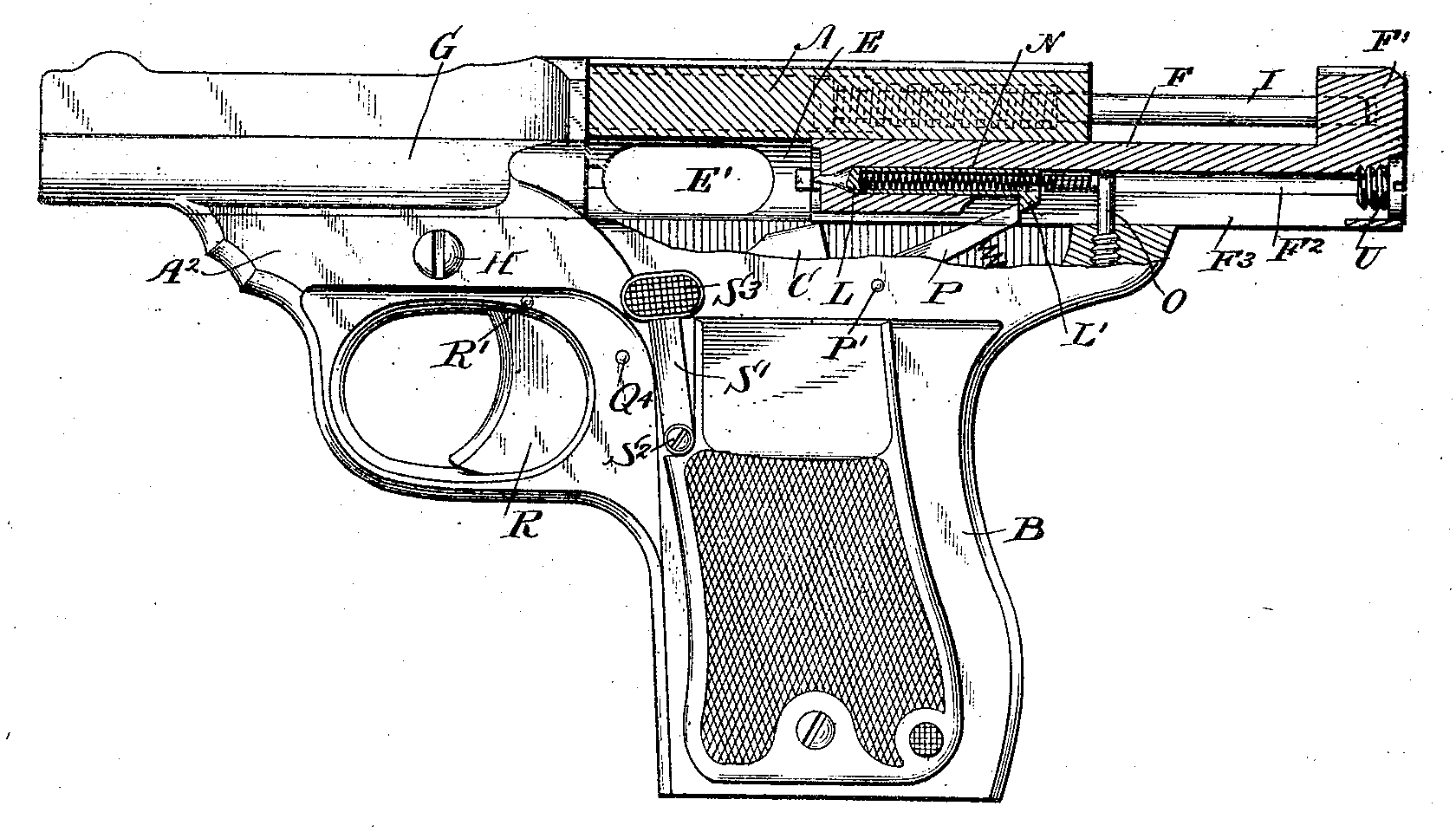 Patent drawing, U.S. Patent 1,105,416 (shown for Davis-Warner Infallible)