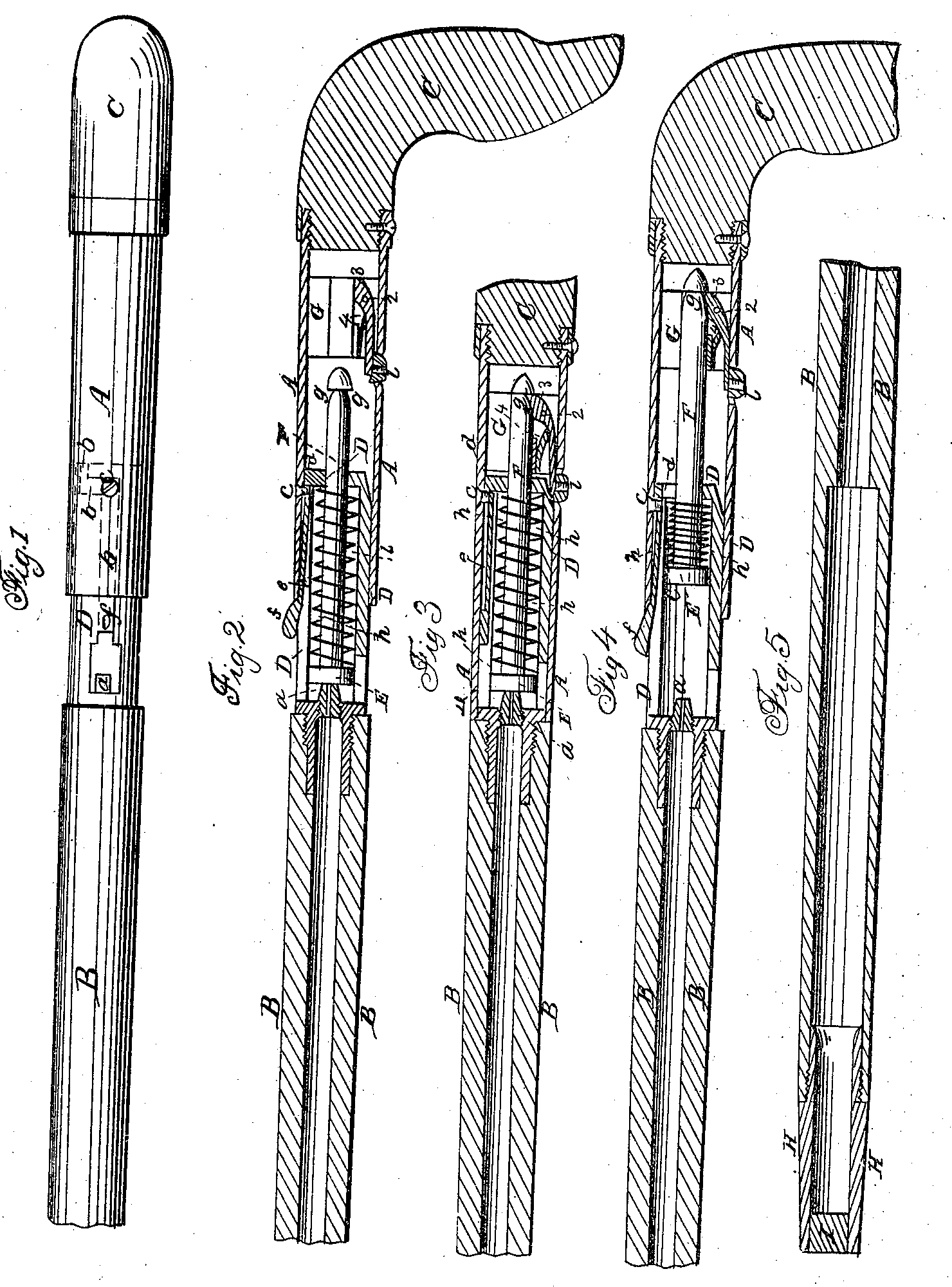 Patent drawing, U.S. Patent 19,328 (shown for Remington Cane Gun, Model 1)