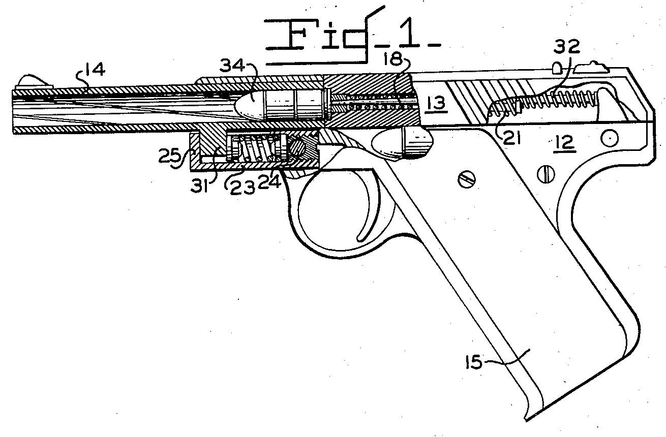 Patent drawing, U.S. Patent 2,846,926 (shown for Kimball pistols)