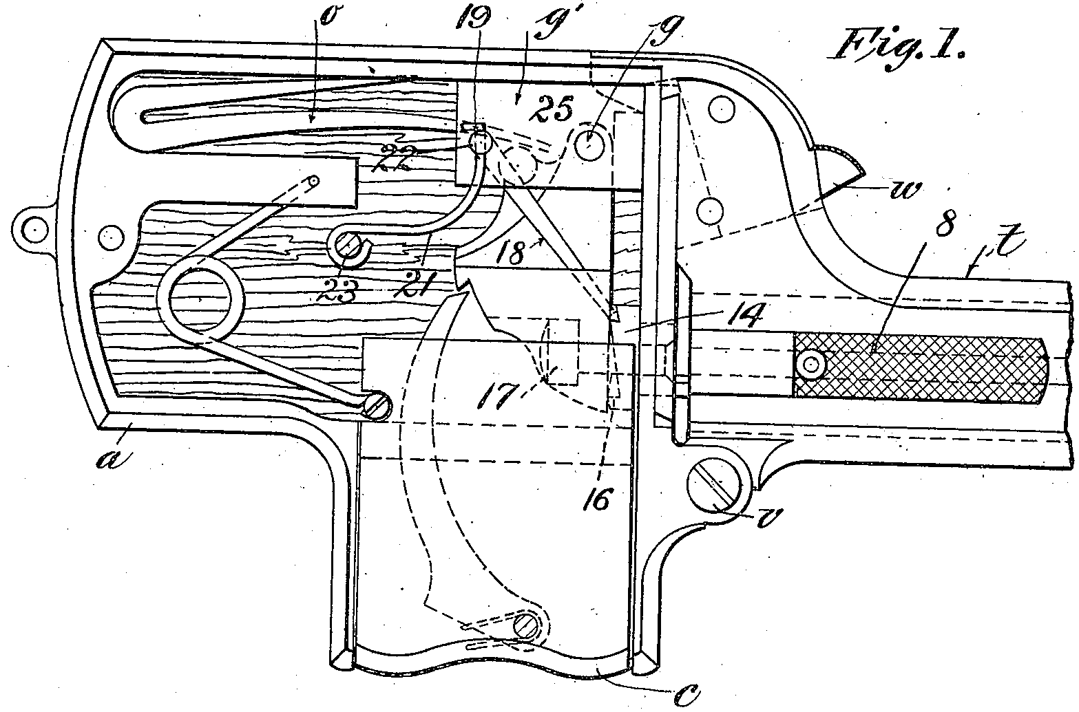 Patent drawing, U.S. Patent 837,867 (shown for Shattuck “Unique” palm gun)